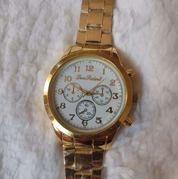 Leosaint quartz Watch vintage timepiece band gold tone stainless steel - Picture 4 of 8